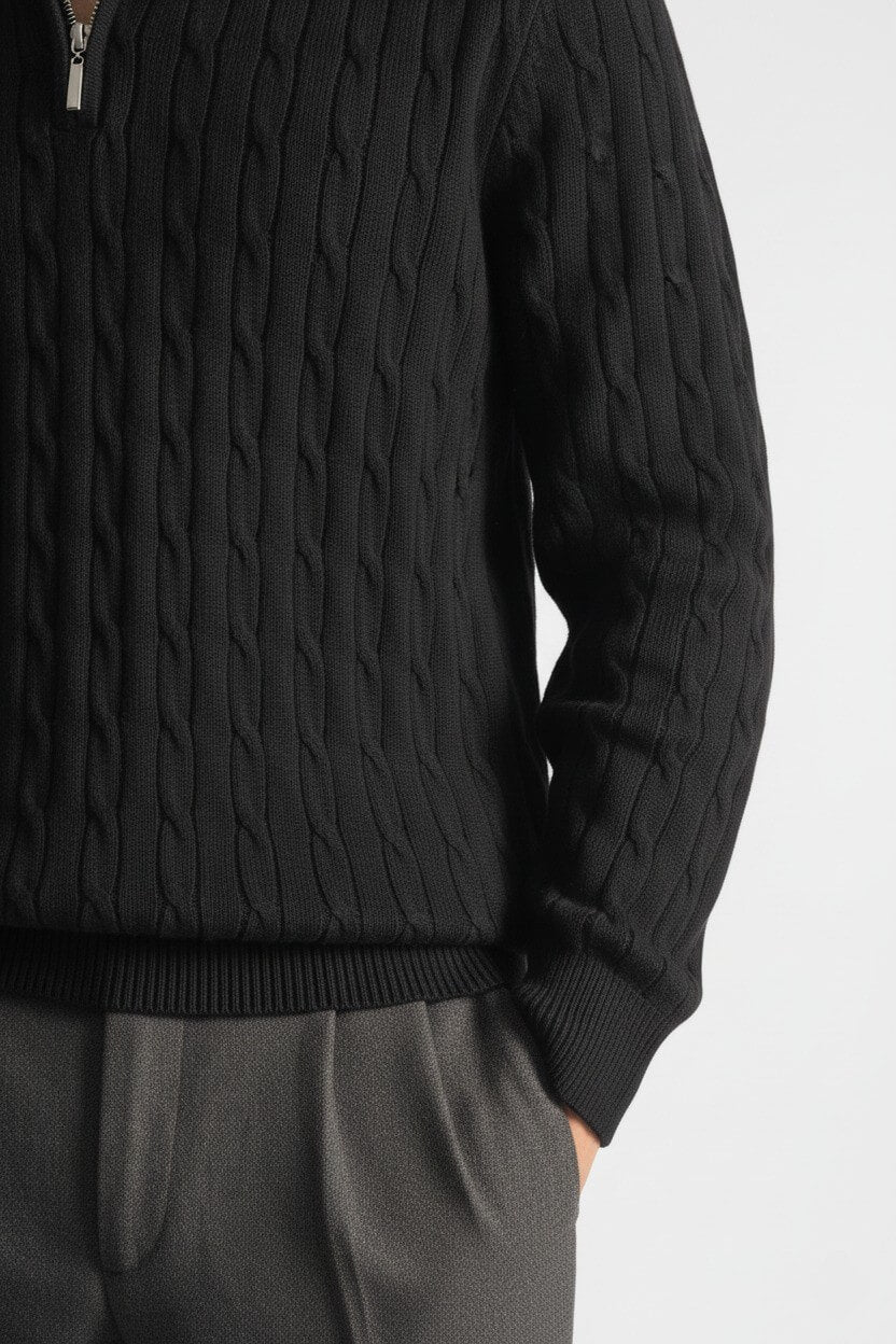 Caurelle | Men’s Half-Zip Knitted Jumper – Wool Blend Autumn Winter