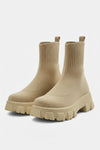 Caurelle | Women’s Thick-Soled Ankle Boots – Knitted Round Toe Autumn Winter