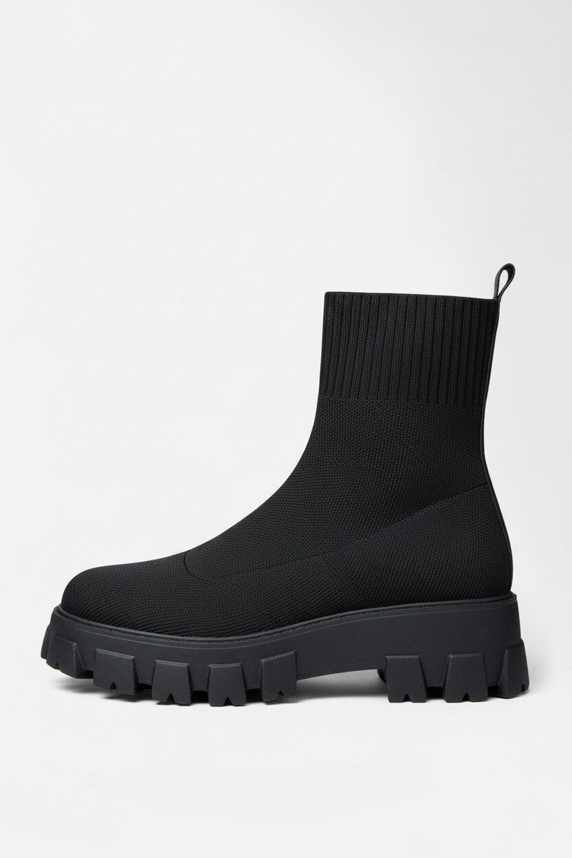 Caurelle | Women’s Thick-Soled Ankle Boots – Knitted Round Toe Autumn Winter
