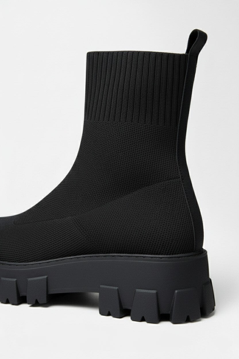 Caurelle | Women’s Thick-Soled Ankle Boots – Knitted Round Toe Autumn Winter