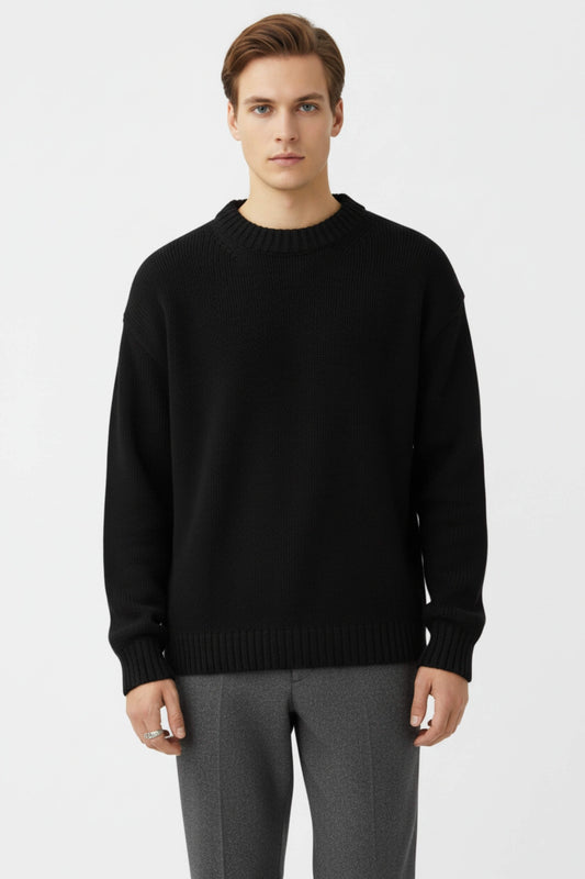 Caurelle | Men’s Knitted Jumper – Solid Crew Neck Autumn Winter