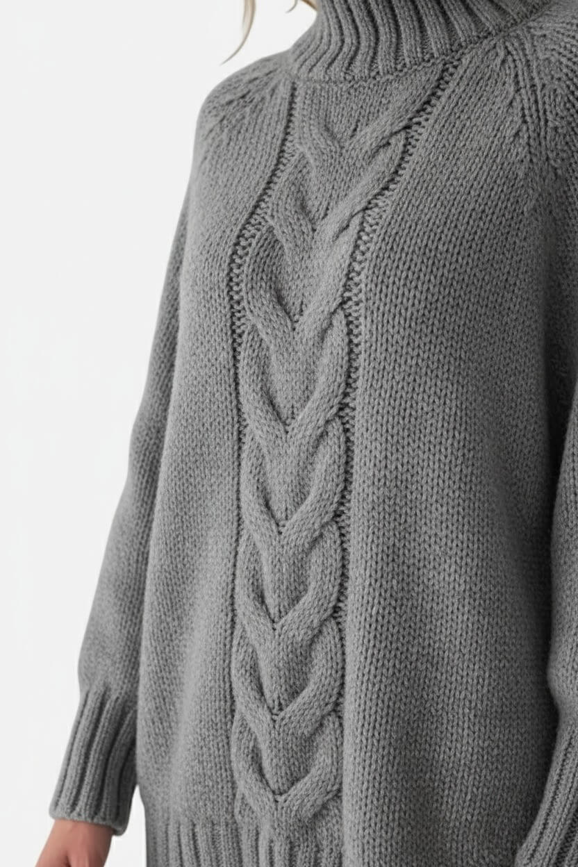 Caurelle | Women’s Knitted Jumper Dress – Cable Knit Autumn Winter