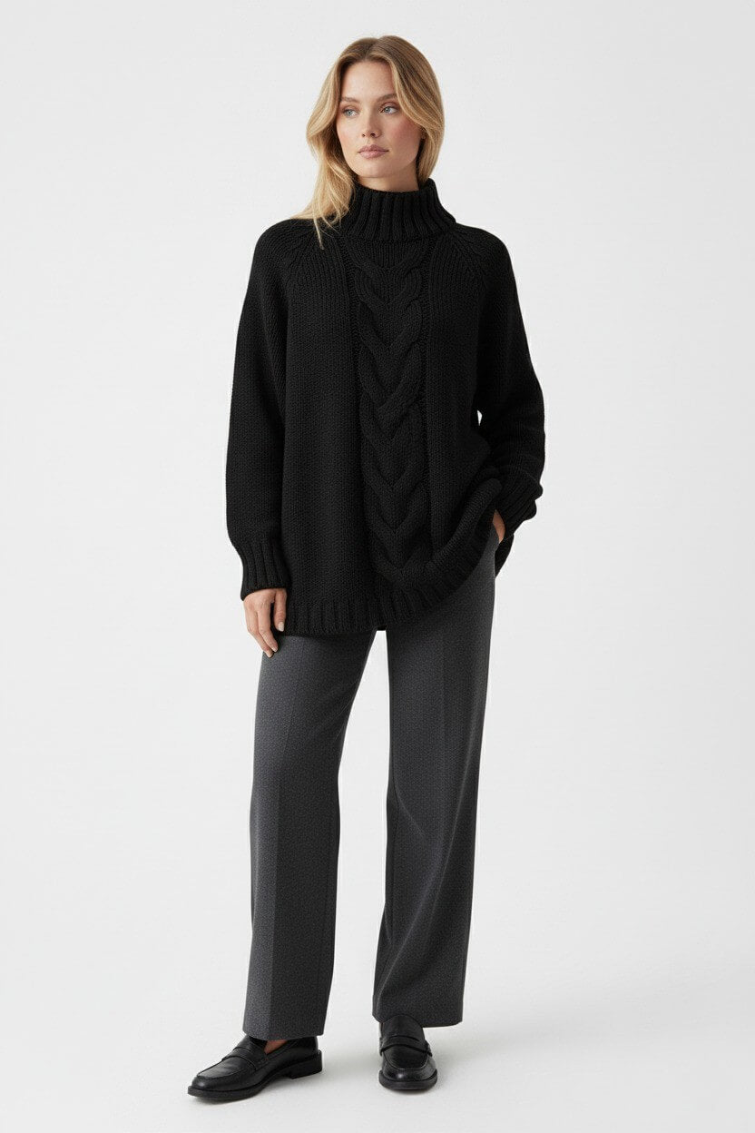 Caurelle | Women’s Knitted Jumper Dress – Cable Knit Autumn Winter