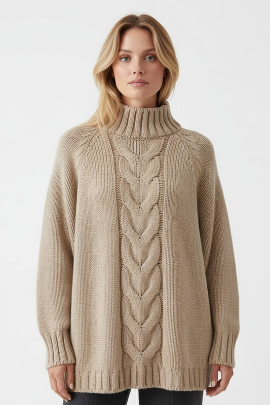 Caurelle | Women’s Knitted Jumper Dress – Cable Knit Autumn Winter