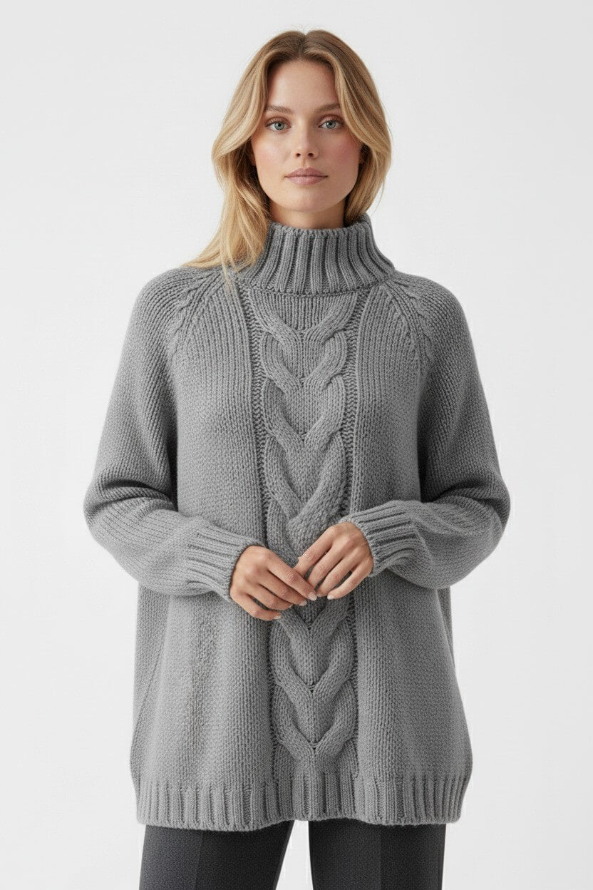Caurelle | Women’s Knitted Jumper Dress – Cable Knit Autumn Winter