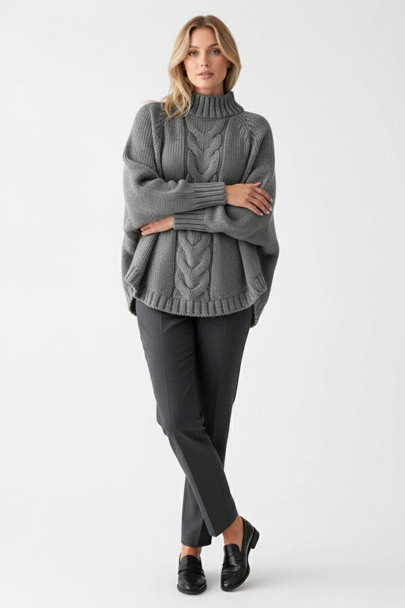 Caurelle | Women’s Knitted Jumper Dress – Cable Knit Autumn Winter