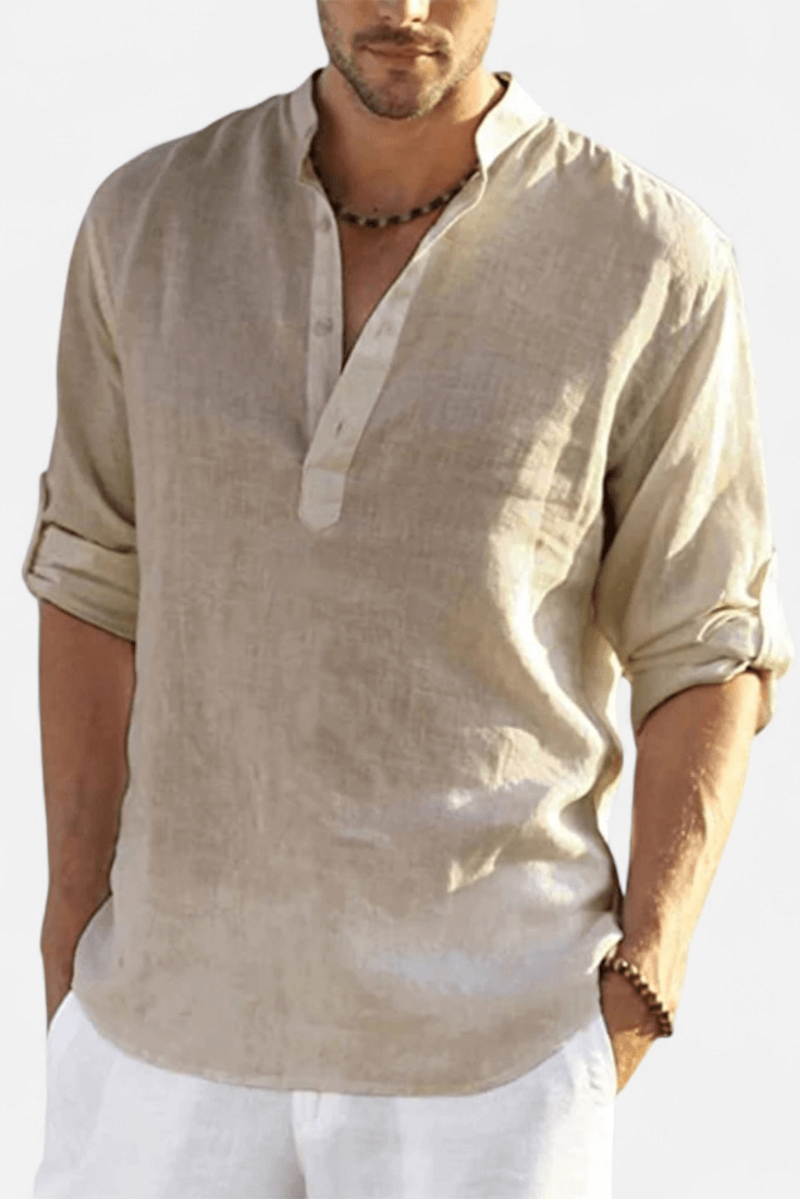 Caurelle | Men's Cotton-Linen Long Sleeve Shirt – Effortless Style for Spring & Autumn