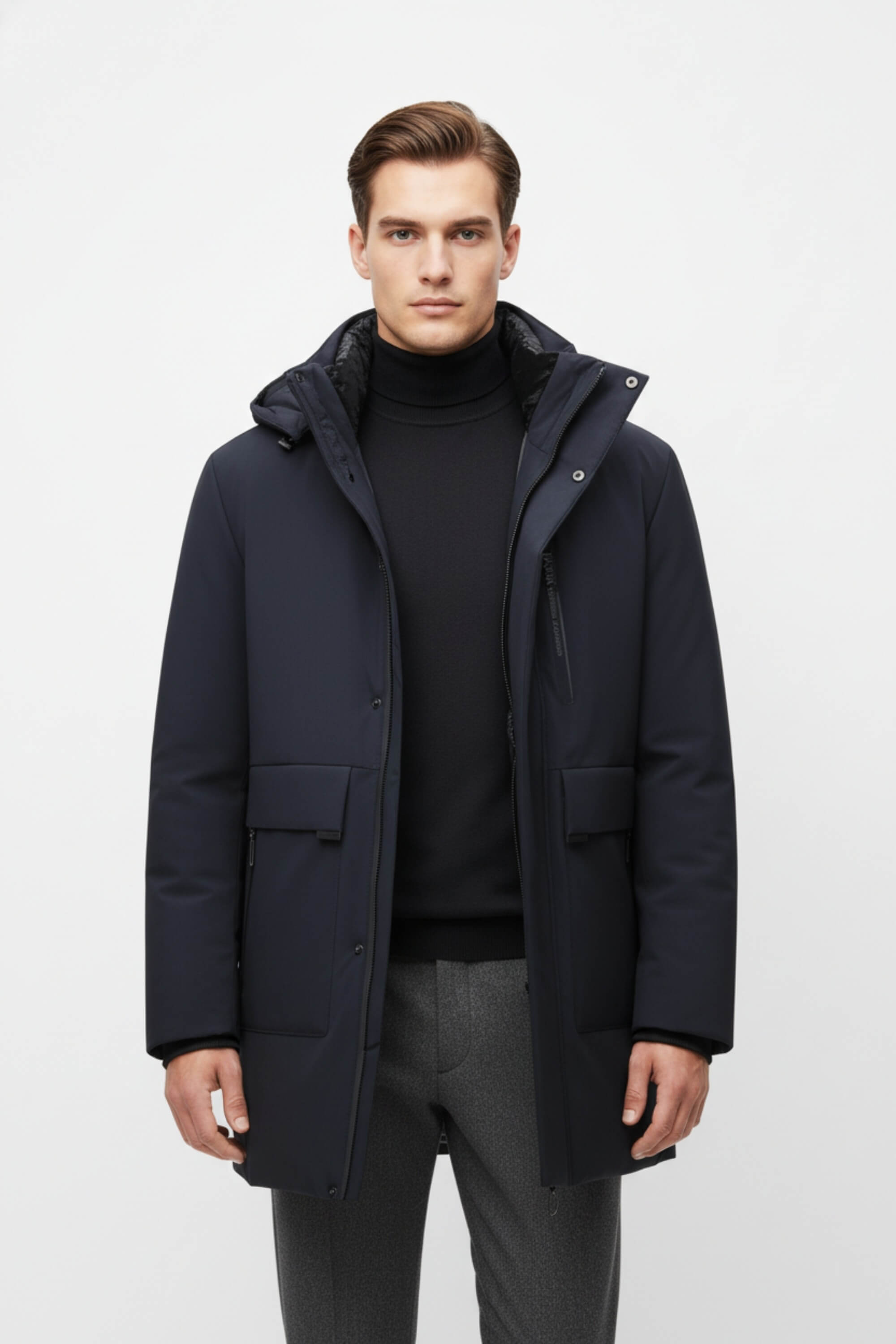 Caurelle | Men’s Long Parka Winter Jacket – Detachable Hood & Windproof