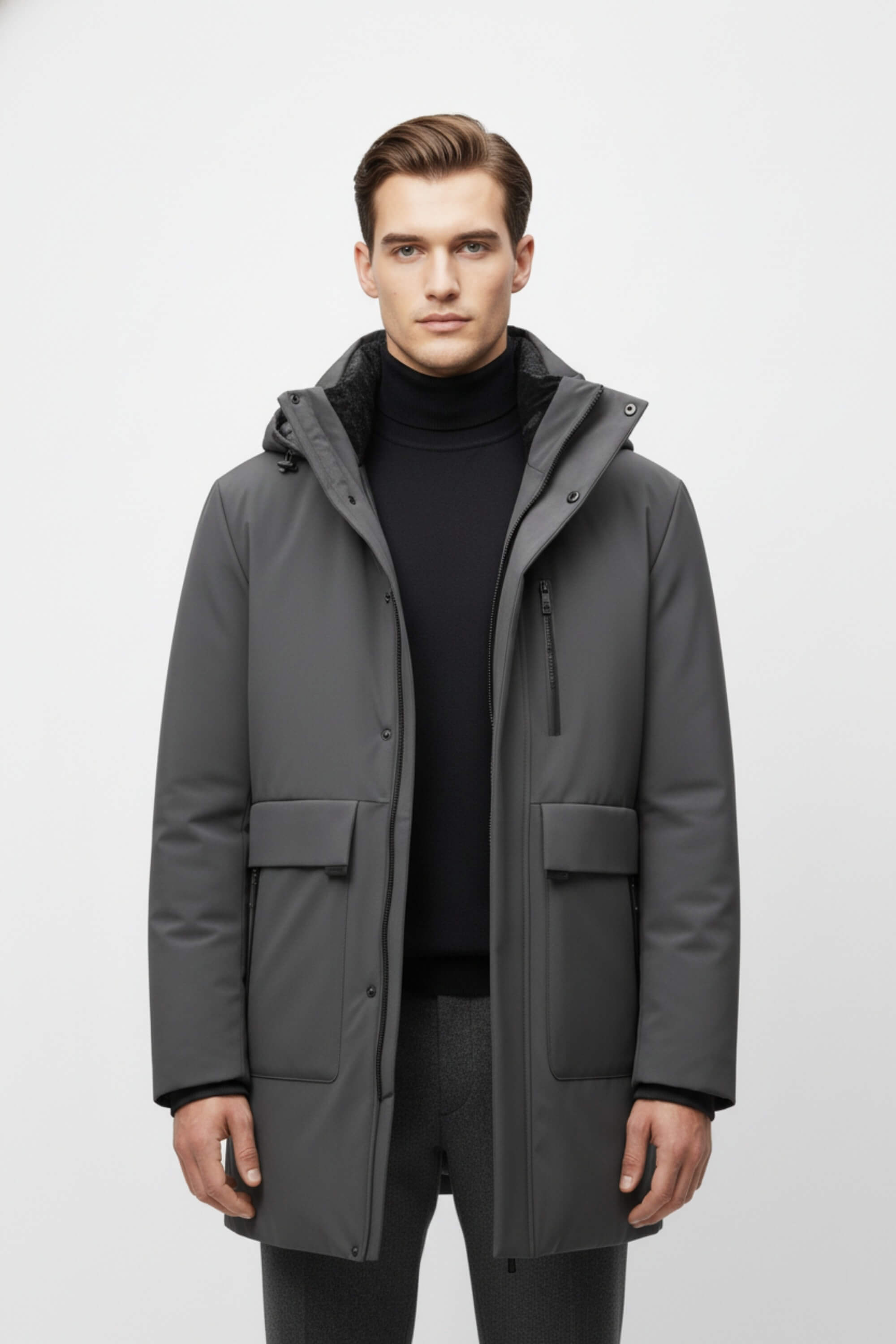 Caurelle | Men’s Long Parka Winter Jacket – Detachable Hood & Windproof