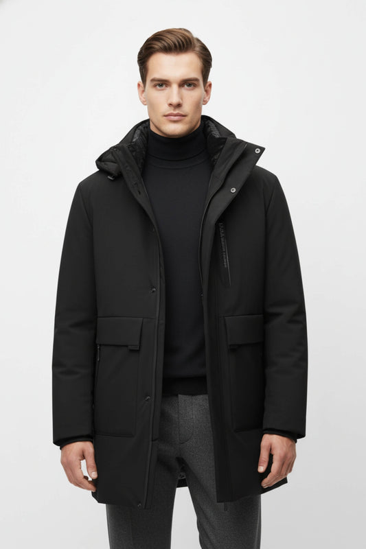 Caurelle | Men’s Long Parka Winter Jacket – Detachable Hood & Windproof
