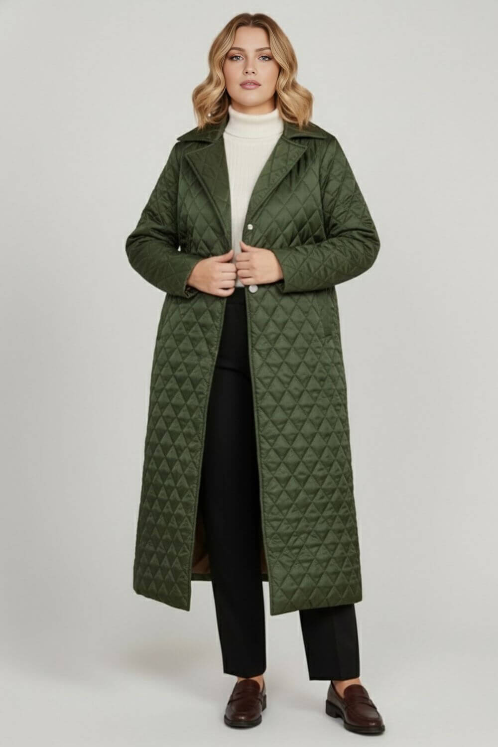 Caurelle | Women’s Long Quilted Coat – Refined Warmth and Everyday Elegance