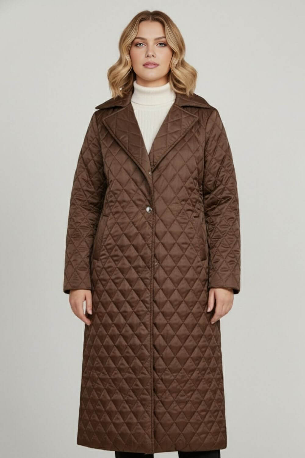 Caurelle | Women’s Long Quilted Coat – Refined Warmth and Everyday Elegance