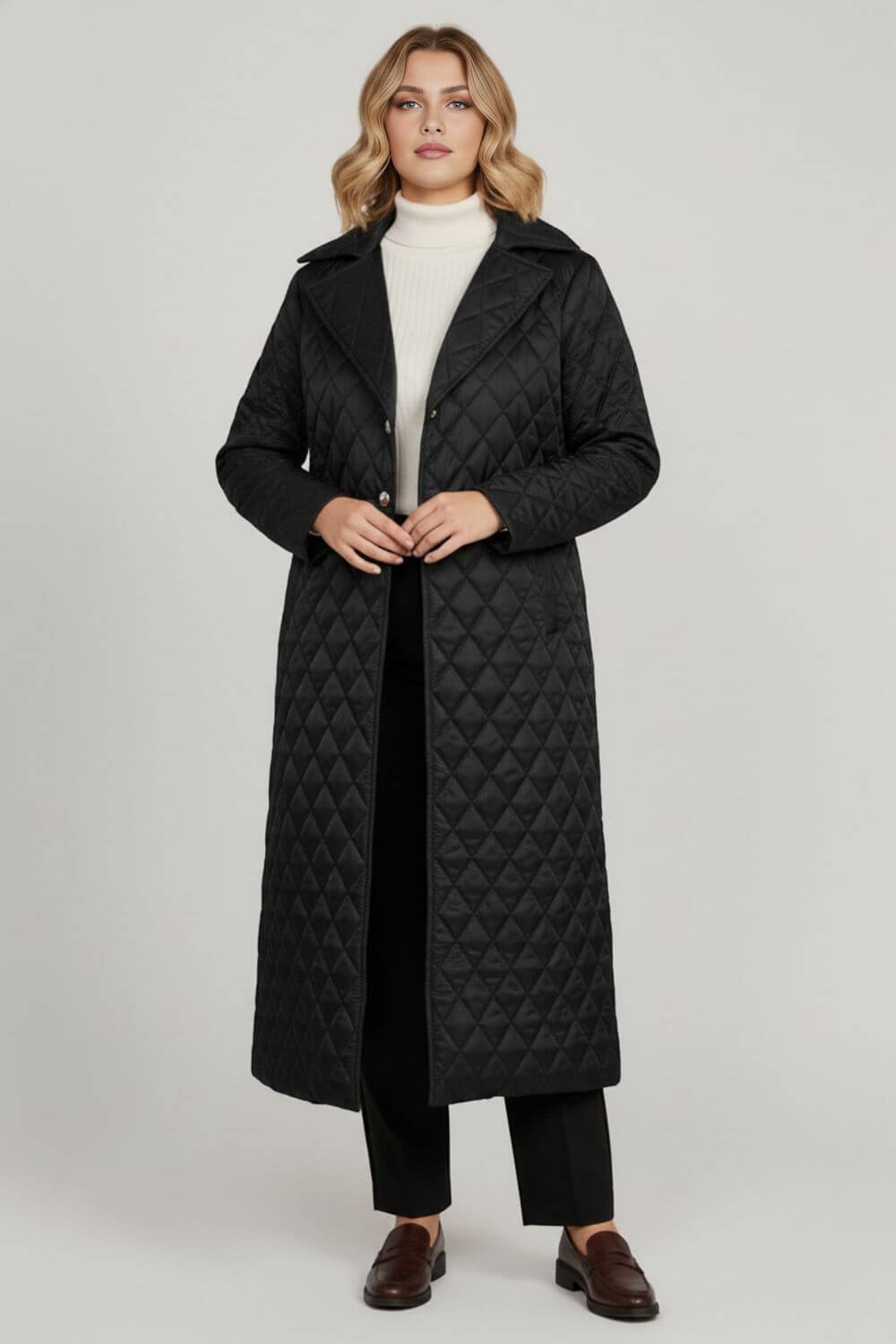 Caurelle | Women’s Long Quilted Coat – Refined Warmth and Everyday Elegance