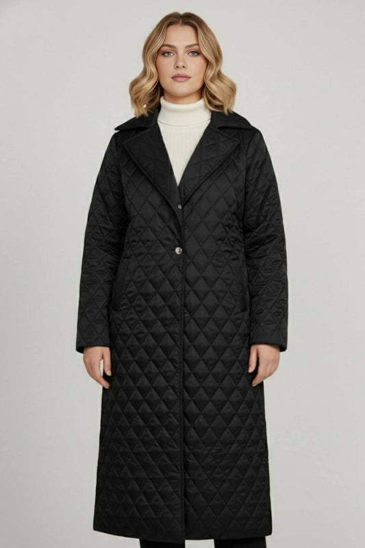 Caurelle | Women’s Long Quilted Coat – Refined Warmth and Everyday Elegance