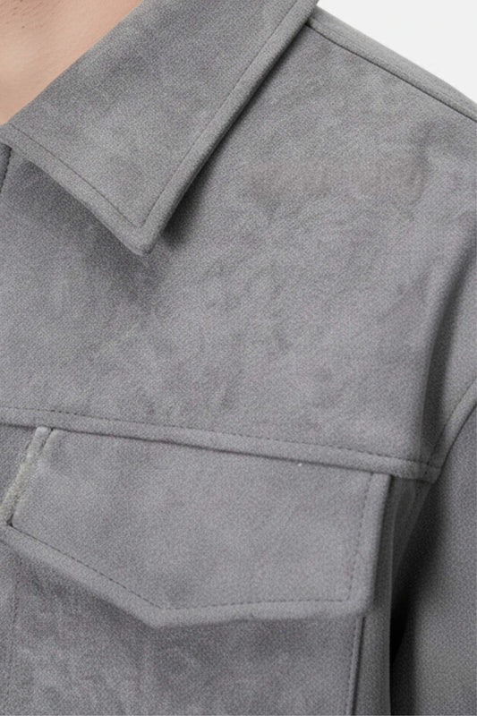 Caurelle | Men’s Overshirt Jacket in Suede with Turn-Down Collar