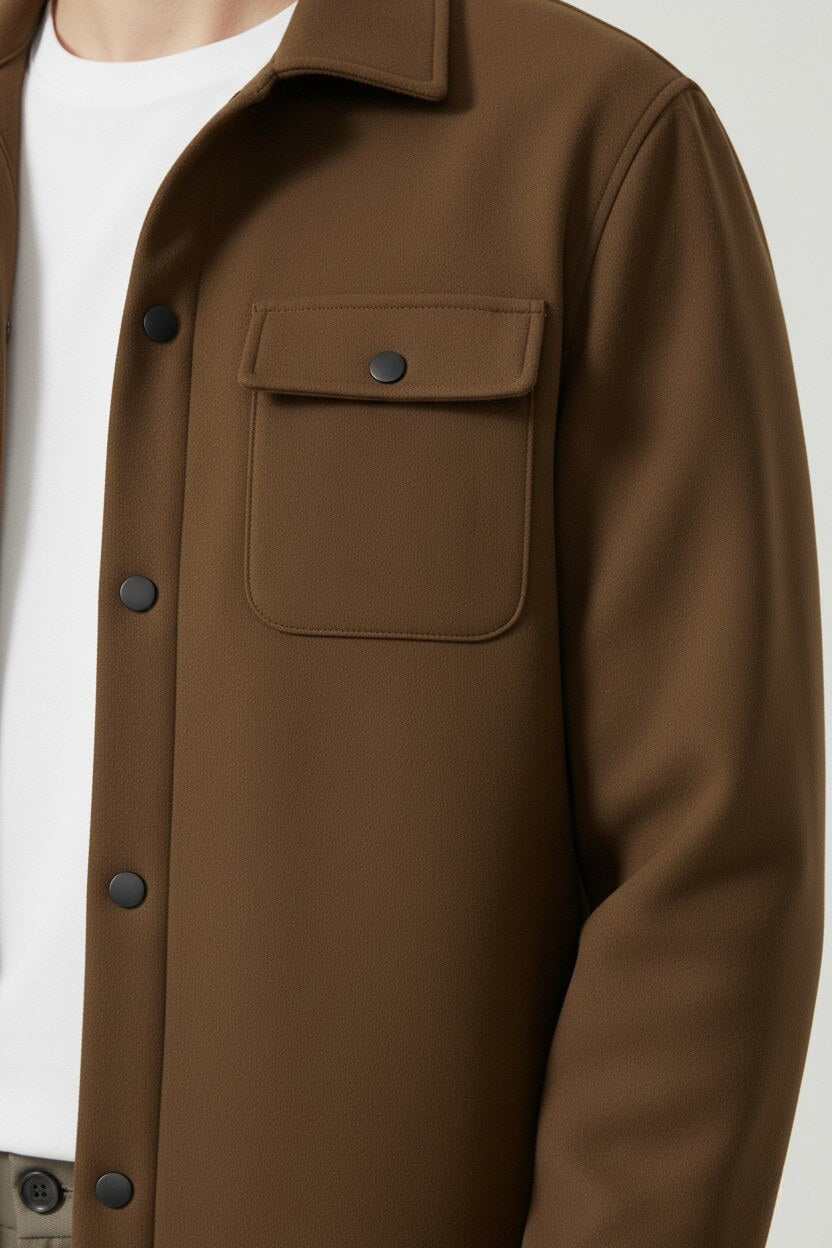 Caurelle | Men’s Overshirt Jacket – Woven Lapel Collar Autumn Winter