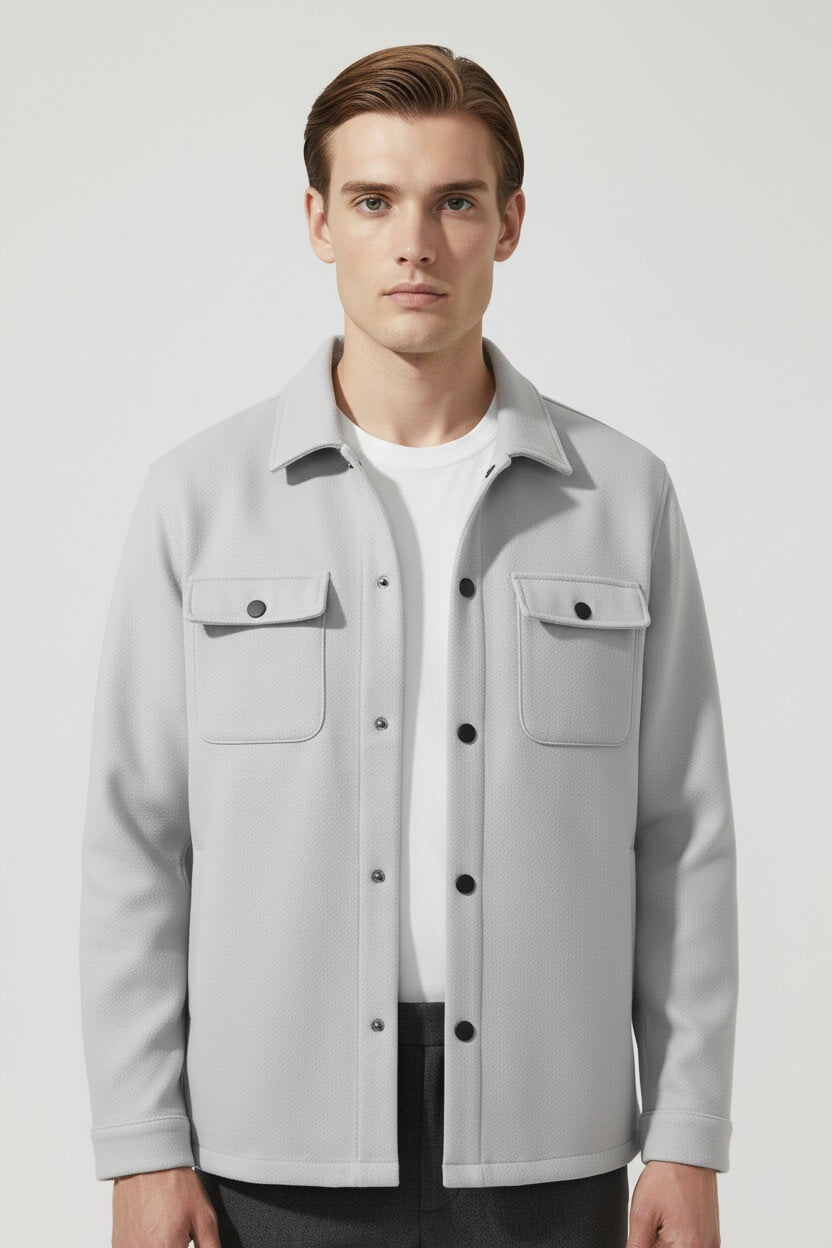 Caurelle | Men’s Overshirt Jacket – Woven Lapel Collar Autumn Winter