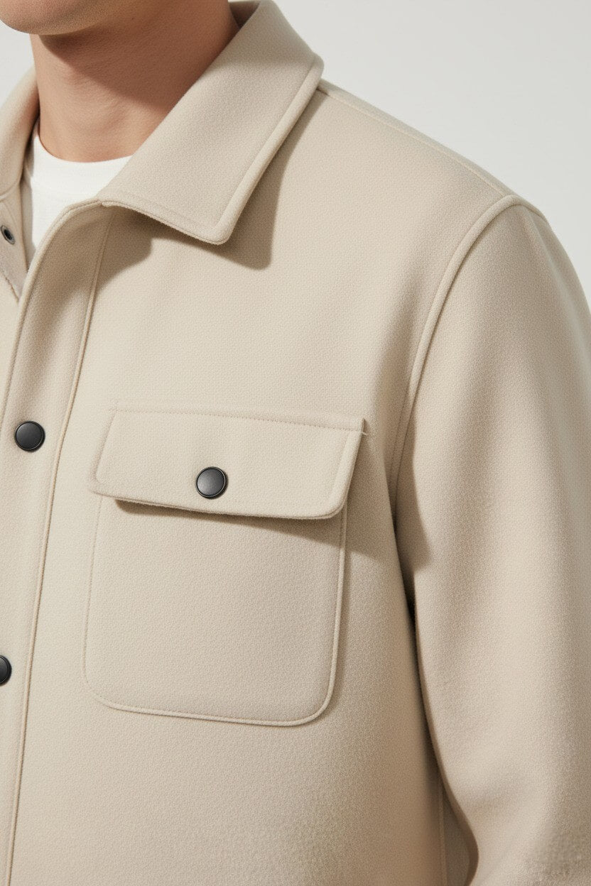 Caurelle | Men’s Overshirt Jacket – Woven Lapel Collar Autumn Winter