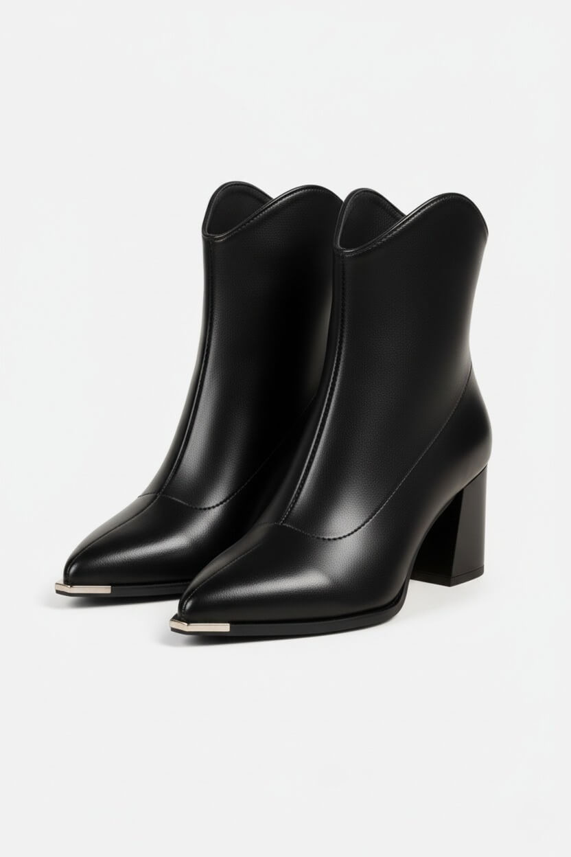 Caurelle | Women’s Leather Ankle Boots – Pointed Toe High Heel