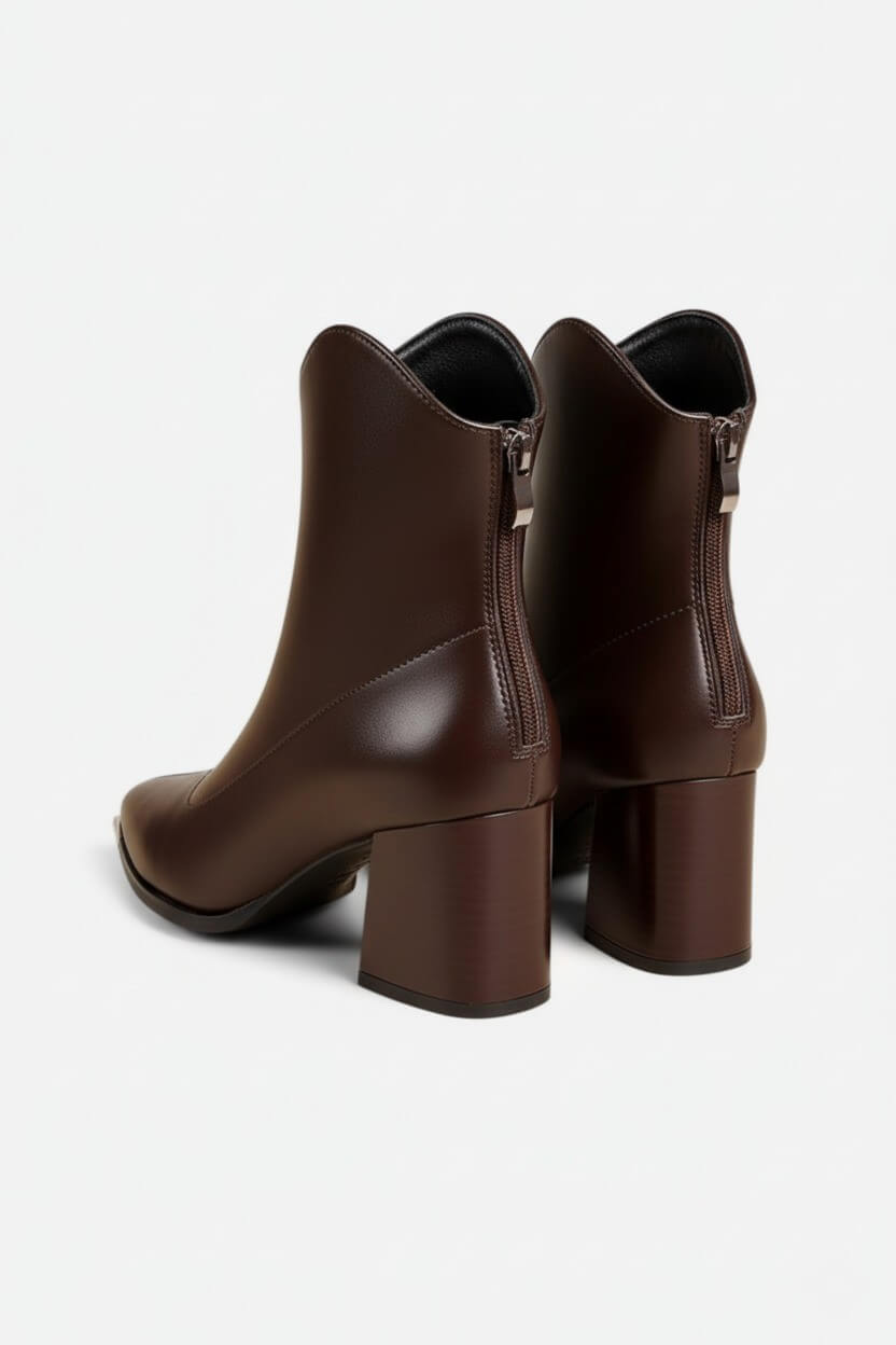 Caurelle | Women’s Leather Ankle Boots – Pointed Toe High Heel