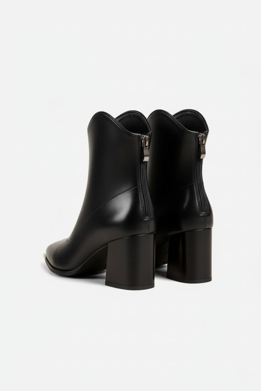 Caurelle | Women’s Leather Ankle Boots – Pointed Toe High Heel