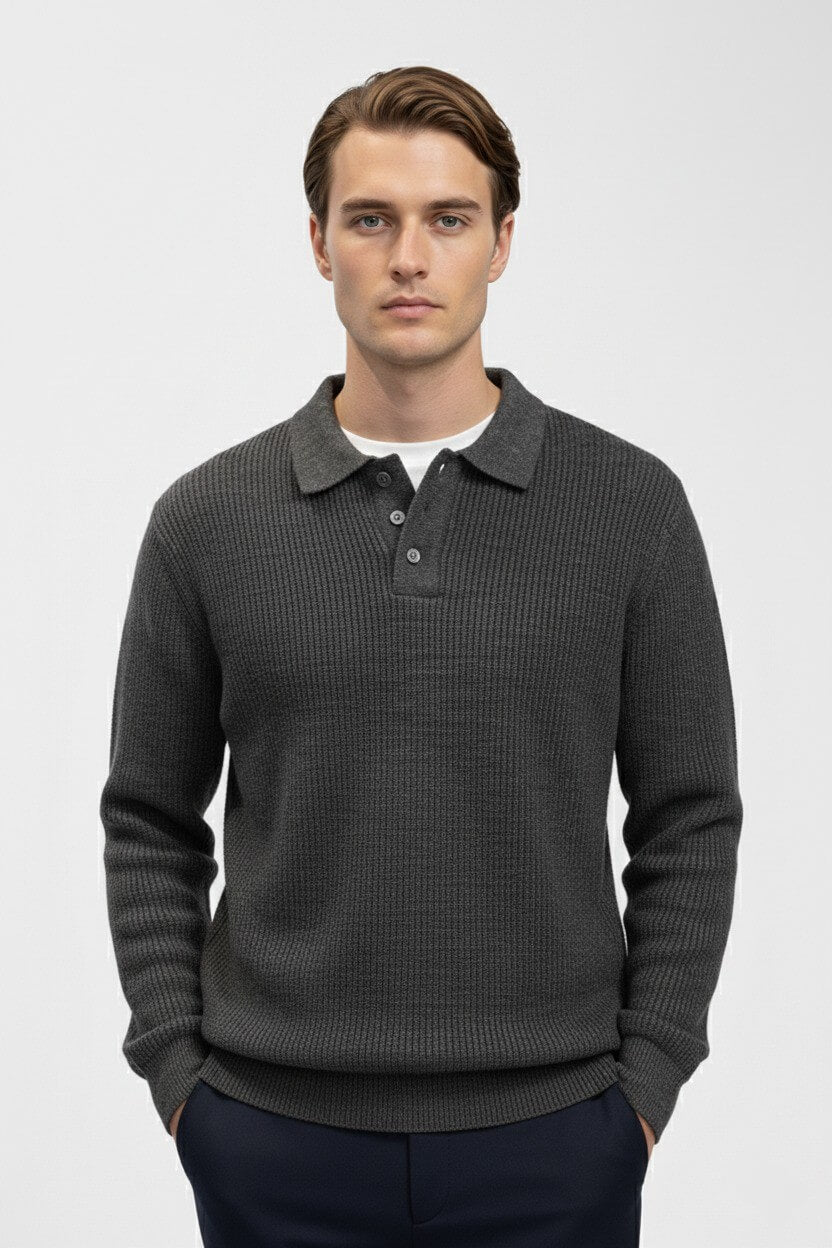 Caurelle | Men’s Knitted Jumper – Polo Collar High Stretch Autumn Winter