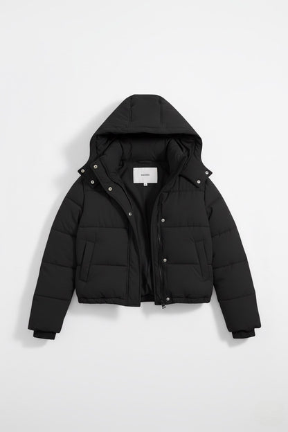 Caurelle | Women’s Hooded Puffer Jacket – Short Black Winter Style