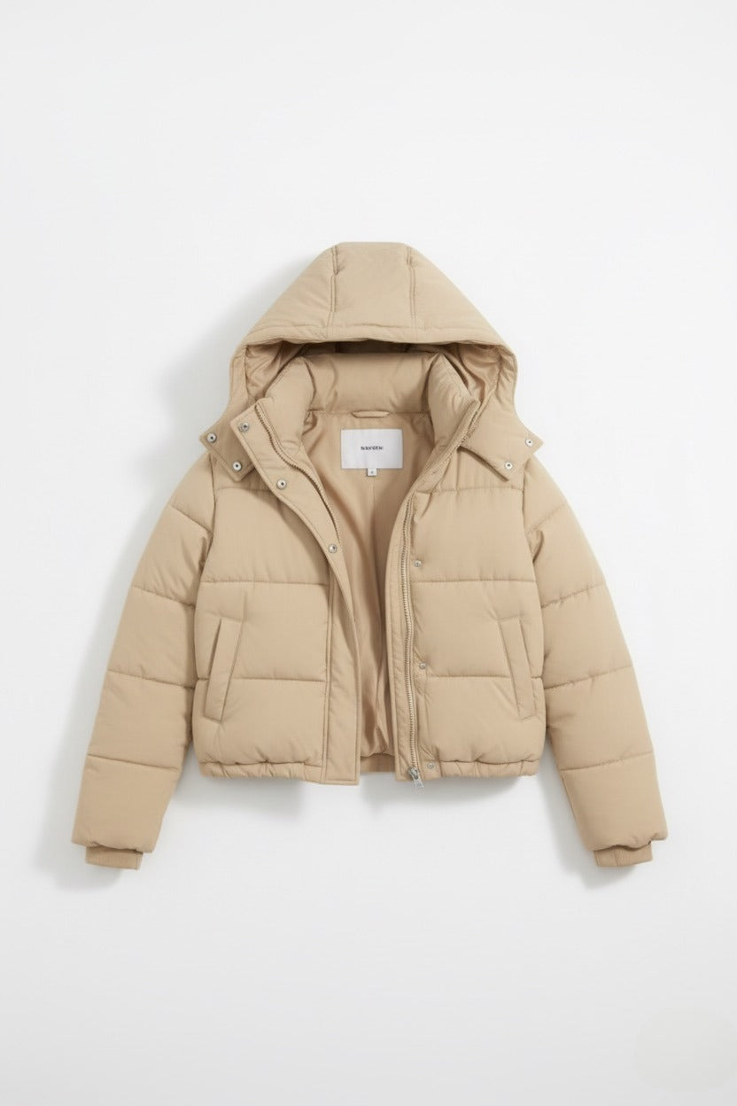 Caurelle | Women’s Hooded Puffer Jacket – Short Black Winter Style