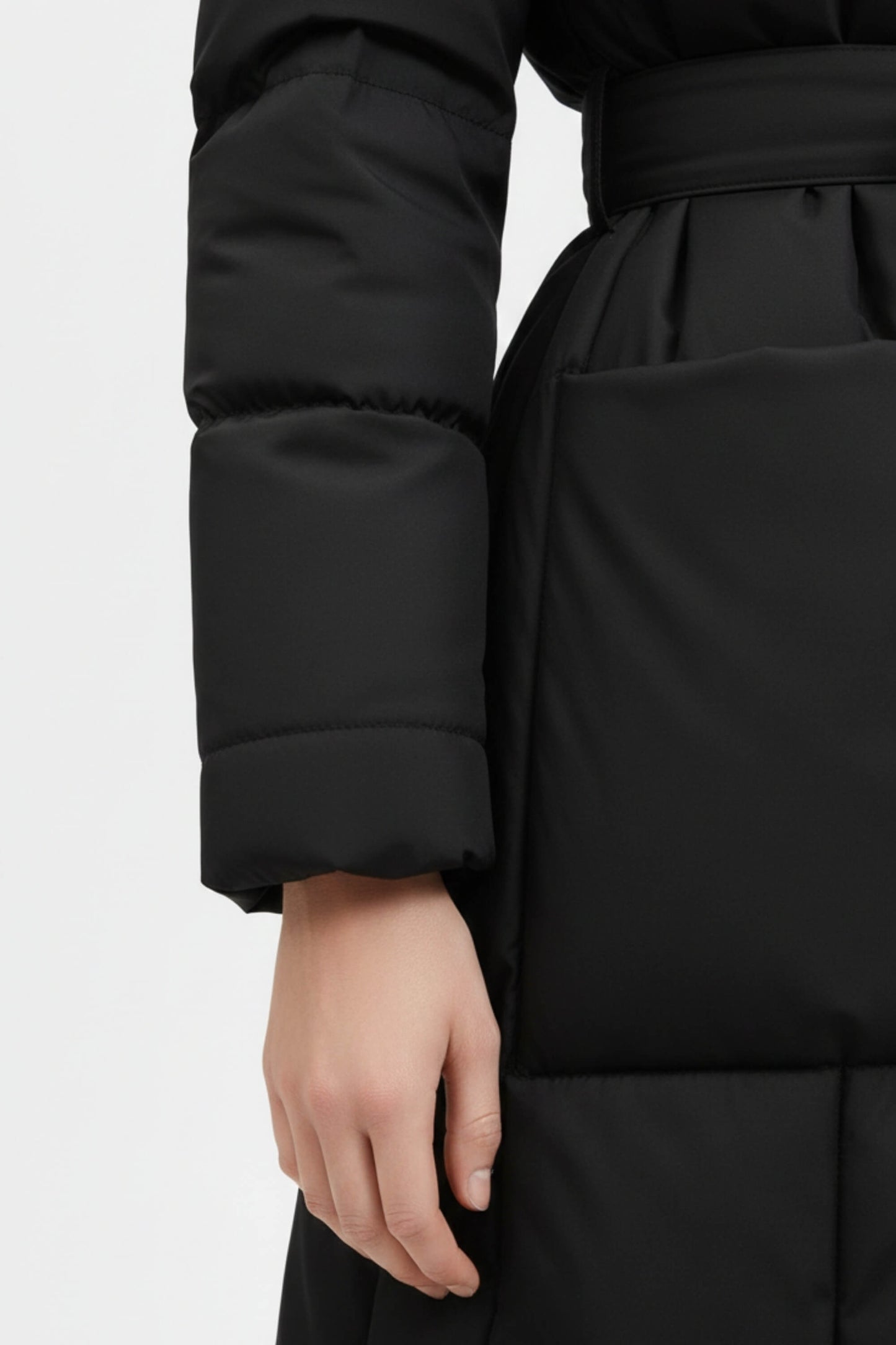 Caurelle | Women’s Long Belted Puffer Coat – Elegant Winter Silhouette