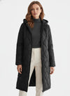 Caurelle | Women’s Black Long Quilted Puffer Coat – Refined Warmth in Classic Form
