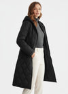 Caurelle | Women’s Black Long Quilted Puffer Coat – Refined Warmth in Classic Form