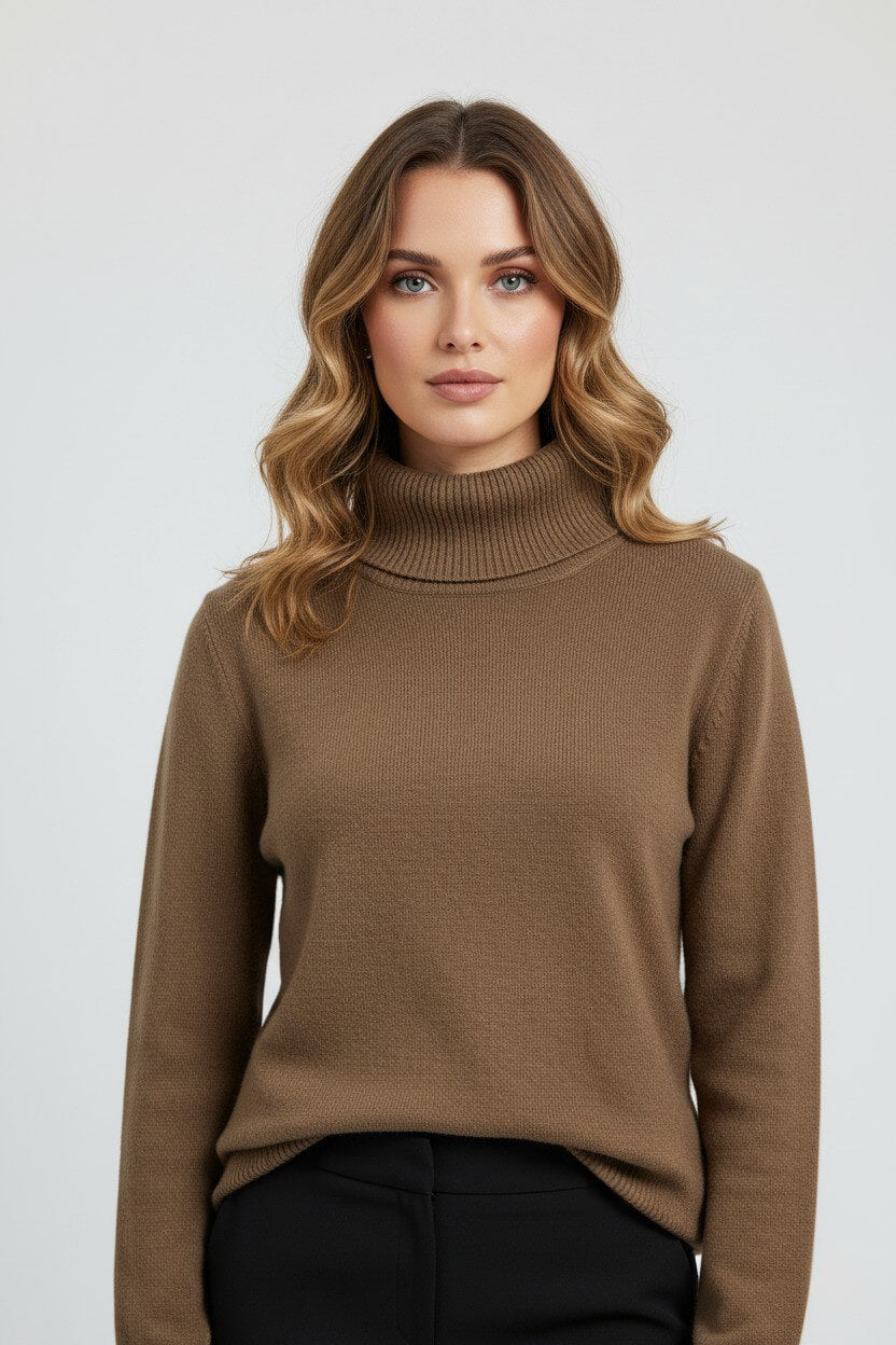 Caurelle | Women’s Roll Neck Jumper – Minimalist Autumn Winter Knit