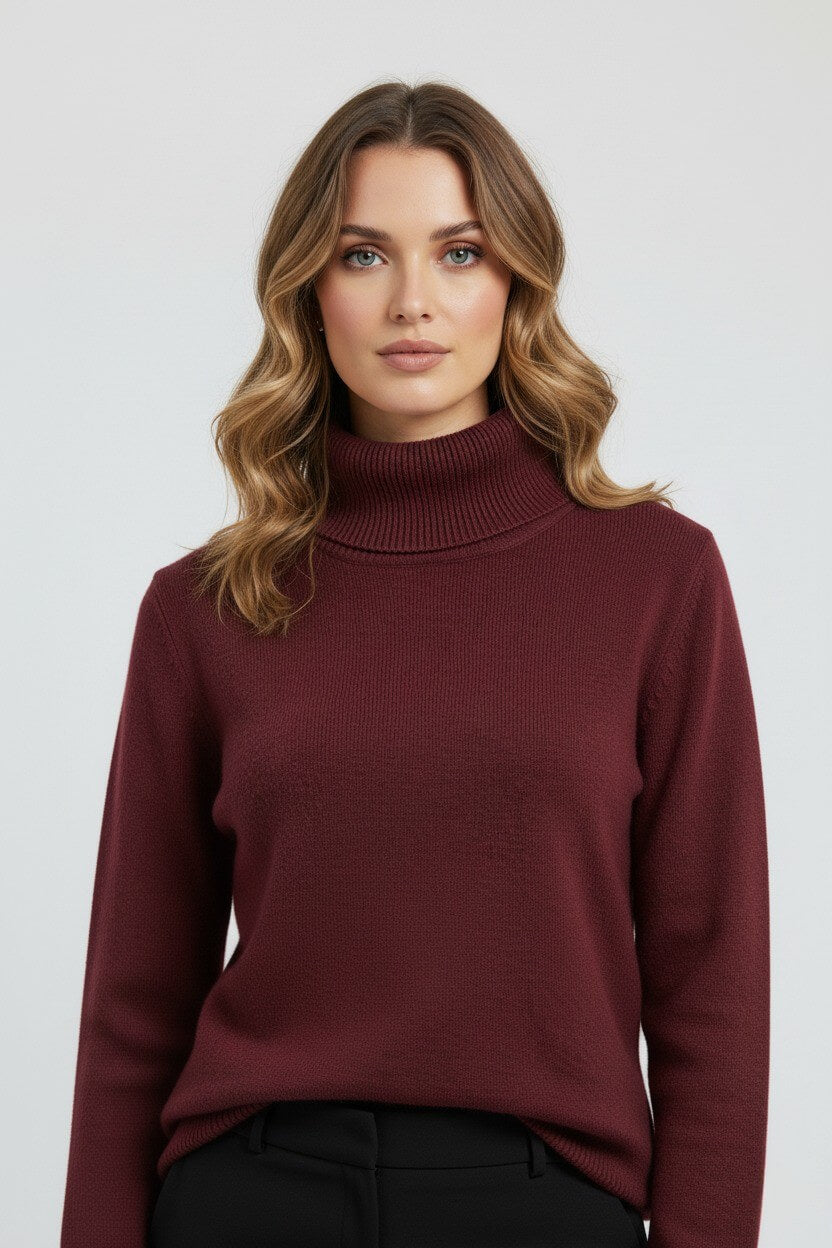 Caurelle | Women’s Roll Neck Jumper – Minimalist Autumn Winter Knit