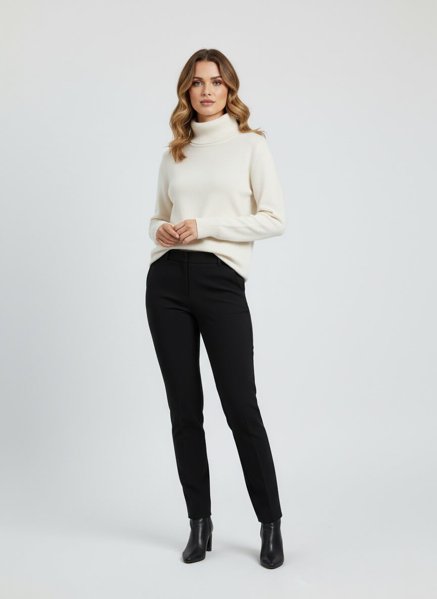 Caurelle | Women’s Roll Neck Jumper – Minimalist Autumn Winter Knit
