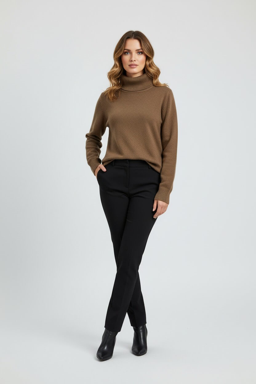 Caurelle | Women’s Roll Neck Jumper – Minimalist Autumn Winter Knit