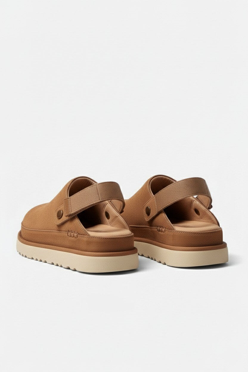 Caurelle | Women's Leather Slippers – Thick Bottom Back Strap Design