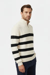 Caurelle | Men’s Knitted Jumper – Striped Half-Zip Pullover