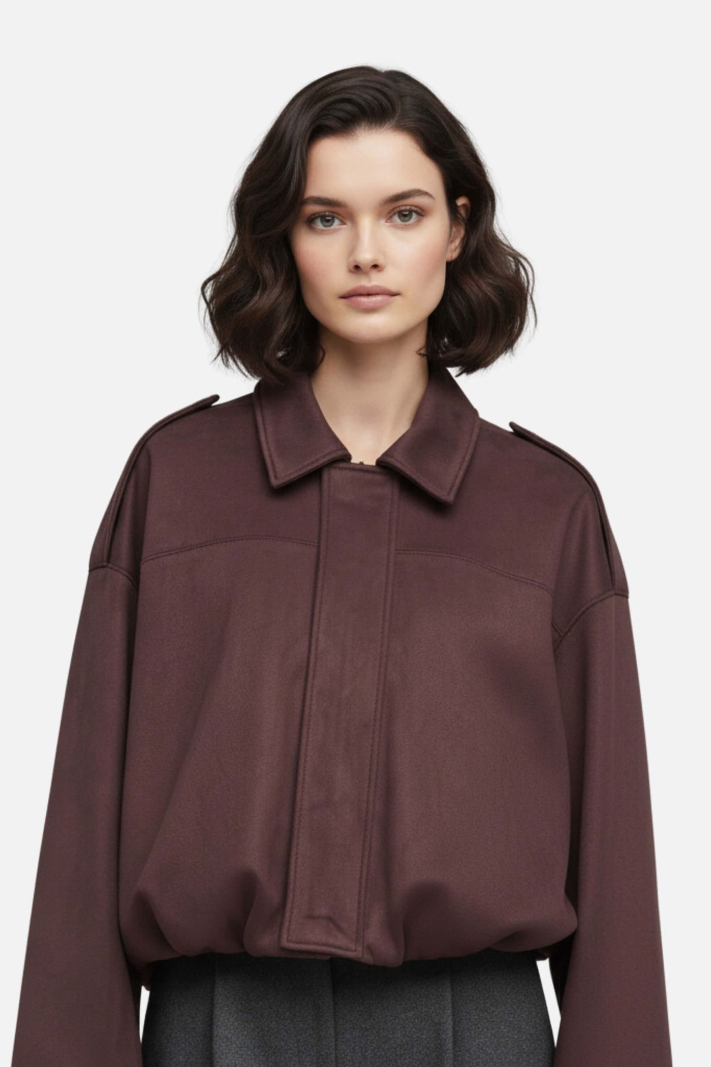 Caurelle | Women’s Cropped Suede Bomber Jacket – Timeless Elegance