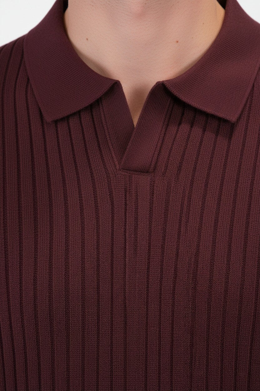 Caurelle | Men’s Knitted V-Neck Jumper – Polo Collar Autumn Winter