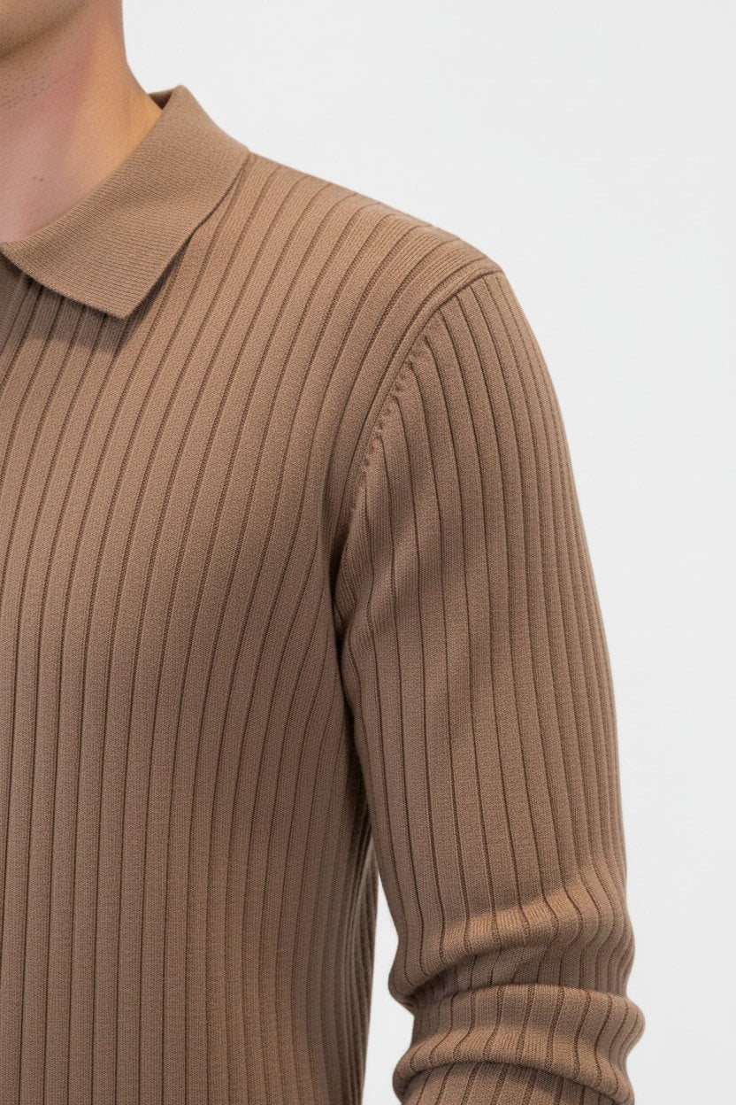 Caurelle | Men’s Knitted V-Neck Jumper – Polo Collar Autumn Winter