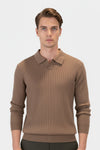 Caurelle | Men’s Knitted V-Neck Jumper – Polo Collar Autumn Winter