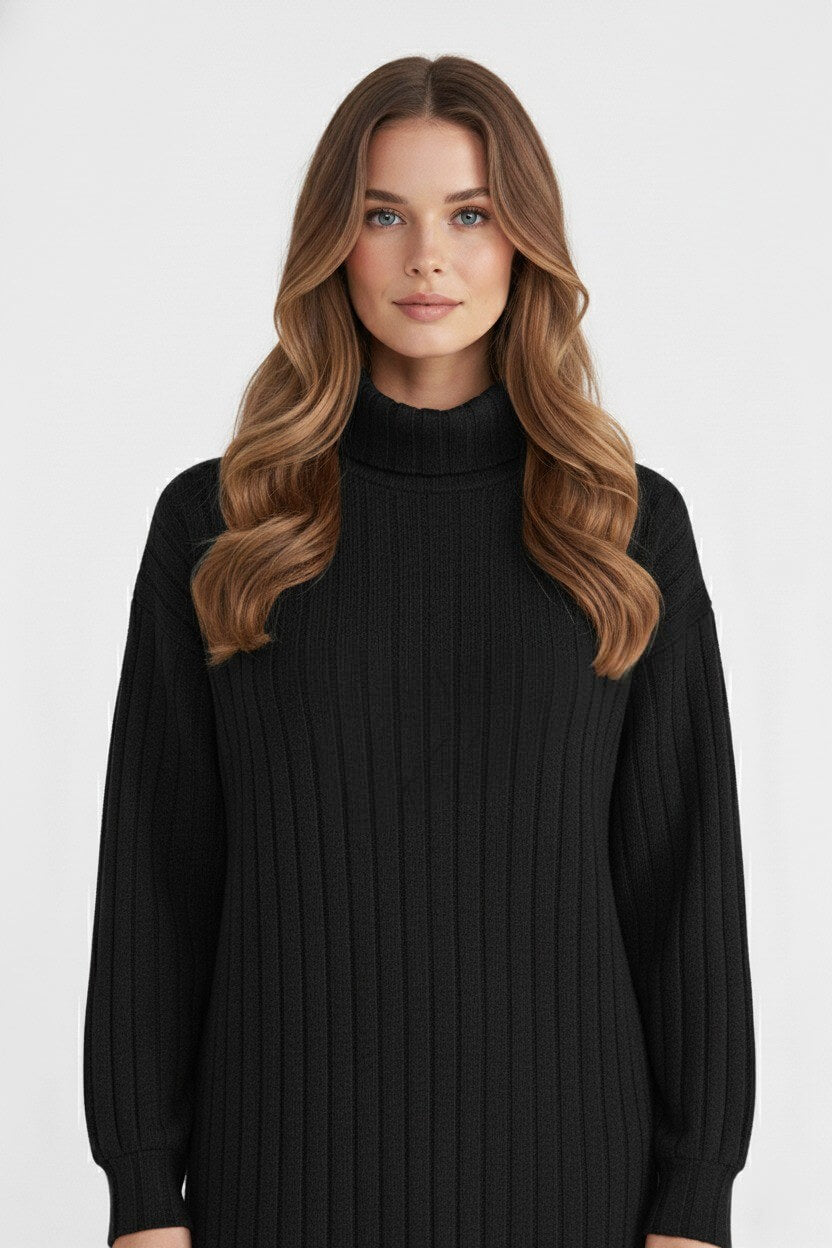 Caurelle | Women’s Roll-Neck Jumper Dress – High-Stretch Knit