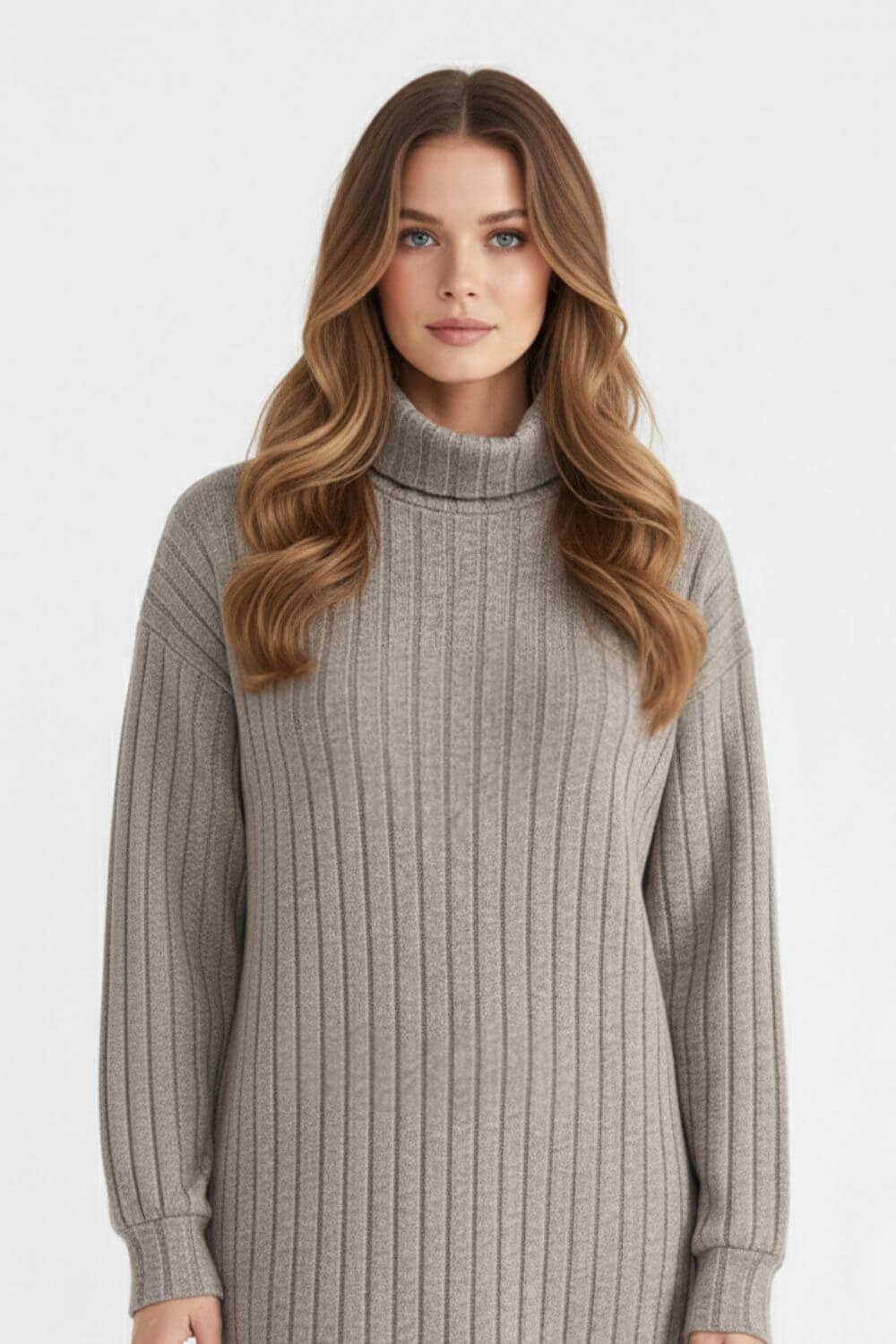 Caurelle | Women’s Roll-Neck Jumper Dress – High-Stretch Knit