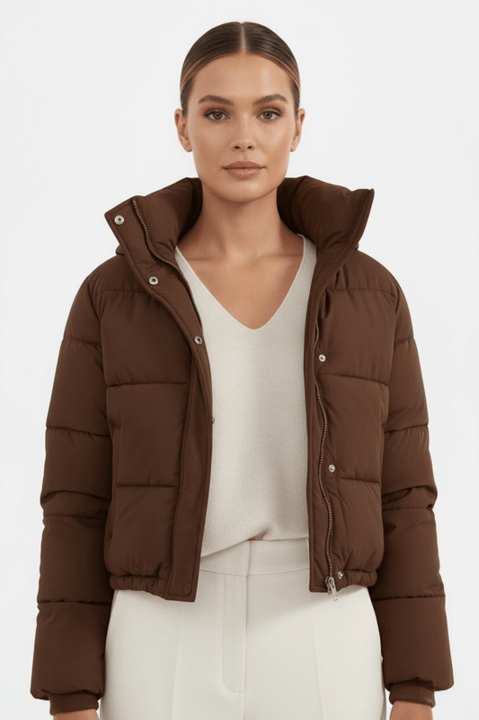 Caurelle | Women’s Hooded Puffer Jacket – Short Black Winter Style