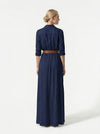 Caurelle | Women’s Lapel Wrap Maxi Dress Elegant Flowing Silhouette