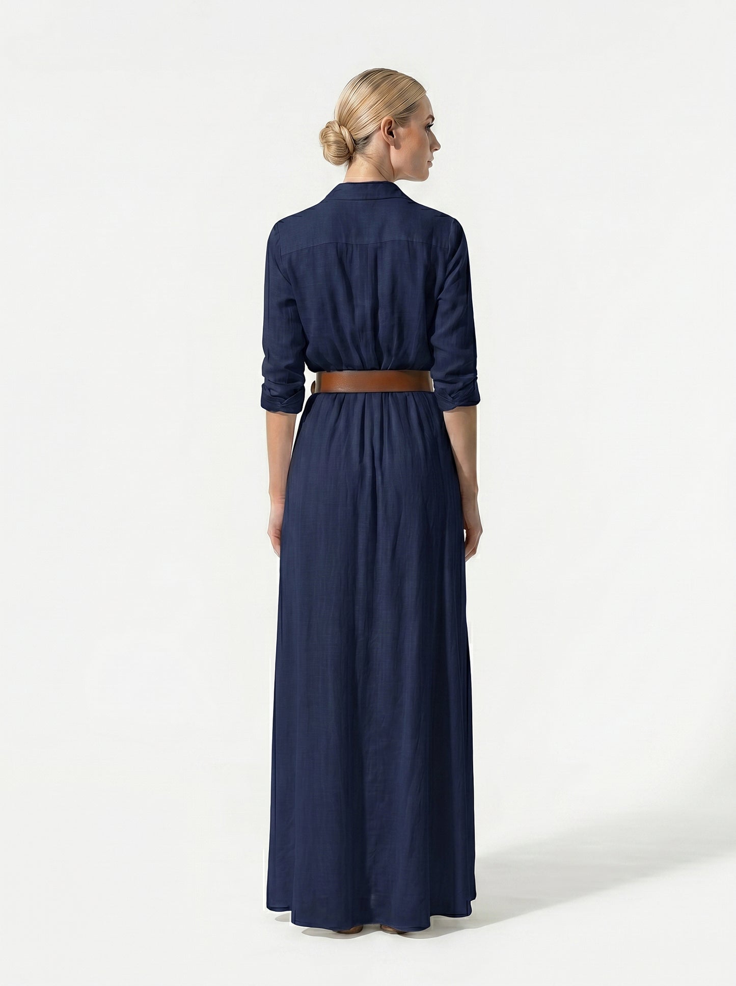 Caurelle | Women’s Lapel Wrap Maxi Dress Elegant Flowing Silhouette