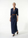 Caurelle | Women’s Lapel Wrap Maxi Dress Elegant Flowing Silhouette