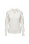 Women's Winter Knitted V Neck Polo Jumper with Long Sleeves