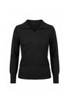 Women's Winter Knitted V Neck Polo Jumper with Long Sleeves