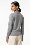 Women's Winter Knitted V Neck Polo Jumper with Long Sleeves